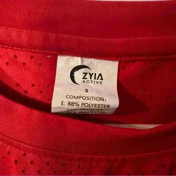 ZYIA Active Laser Cut Pullover T-Shirt Top Large Red Long Sleeve Stretch Workout - Picture 4 of 4